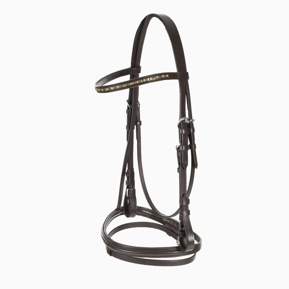 HORZE Weston Padded Leather Snaffle Bridle with Flash Noseband and Web Reins | English Bridle for Horses