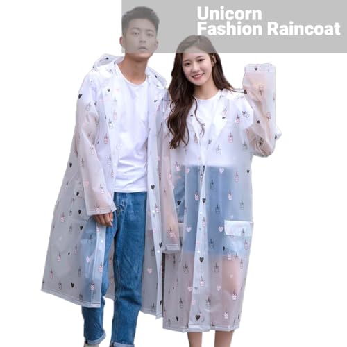 Fashion Avocado/Unicorn Raincoat for Adult,Reusable Rain Coats Ponchos with Pockets & Hood for Teens Girls/Boys4