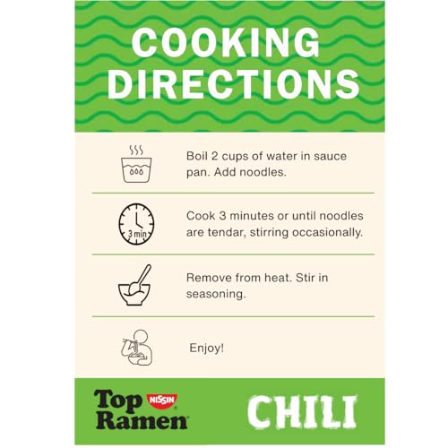 Nissin Top Ramen Noodle Soup, Chili, 3 Ounce (Pack of 24)