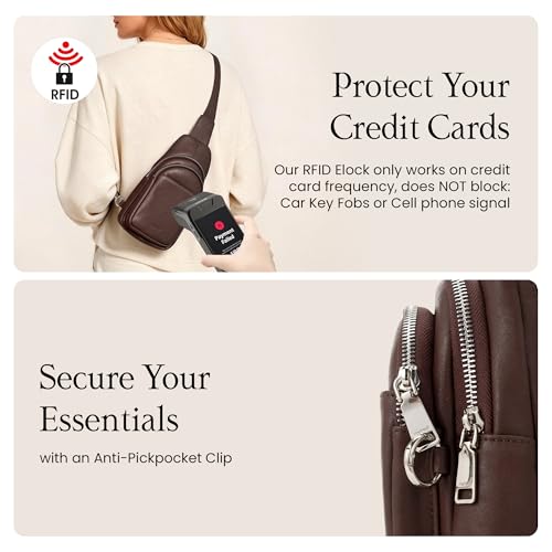 Image of befen Genuine Leather Sling Bag for Women Anti-Theft Crossbody Chest Bags Fanny Packs for Travel with RFID Card Slots