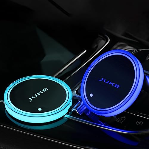 NURCIX 2 Pezzi Auto LED Luci Sottobicchieri,per Juke portabicchieri Antiscivolo Tazza Tappetino,Ricaricabile USB Sottobicchiere