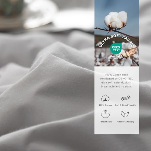 Image of Royoliving Premium Feathers Down Duvet Insert Comforter Queen Size Gray All Season Medium Warmth Grey 100% Cotton Cover with Corner Tabs (90x90, 50 oz)