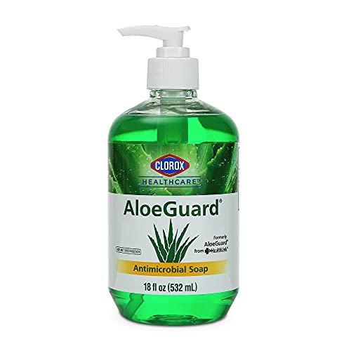Clorox Healthcare AloeGuard Antimicrobial Liquid Hand Soap with Pump Triclosan-Free Infused with Aloe Vera and Vitamin E Gentle and Moisturizing FDA Registered 18 Fl Oz