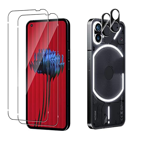 Yenwen Protector de Pantalla para Nothing Phone (1), 2 Piezas Cristal Templado con 2 Piezas Protector de Lente de Cámara, 9H Dureza Vidrio Templado para Nothing Phone (1) Cover