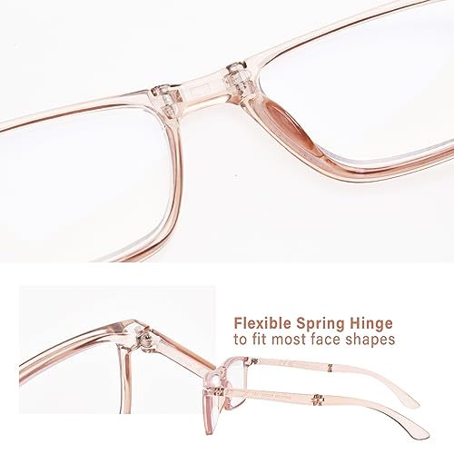 OPTOFENDY Folding Reading Glasses for Women Men, Small Spring Hinge Readers, Portable Blue Light Glasses with Zipper Case