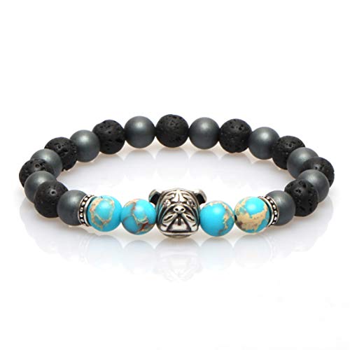 Karseer Vintage Silver Bulldog Mascot Stress Relief Healing Bracelet Natural Lava Rock Aromatherapy Essential Oil Diffuser Bracelet Non Magnetic Matte Hematite Anti Anxiety Relax Calming Bracelet #TOP2