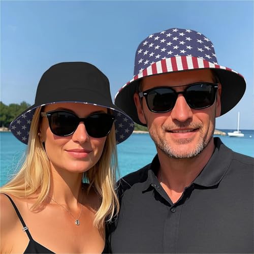 Image of Cool Bucket Hat Beach Sun Hat Beach Fishing Hat for Men Women Teens, Reversible Double-Side-Wear
