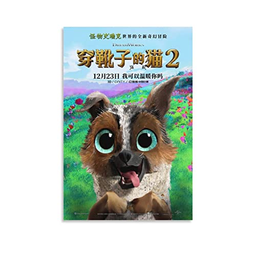 Movie Poster Canvas Wall Art Puss in Boots The Last Wish P-6 Room Decor Home Decor 16x24inch(40x60cm) Unframe-Style