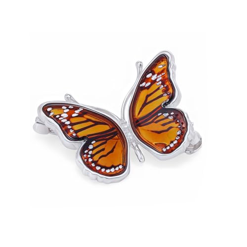 Broche P22M ambre cognac et argent 925 véritable accessoire de joaillerie femme