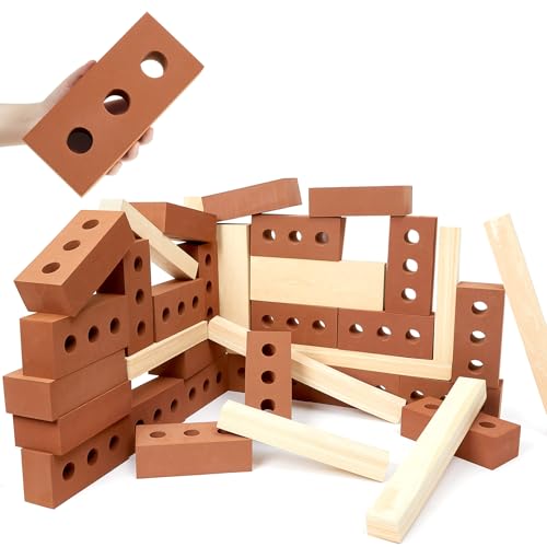 Deekin Large 37 Pcs Foam Brick Building Blocks, Red