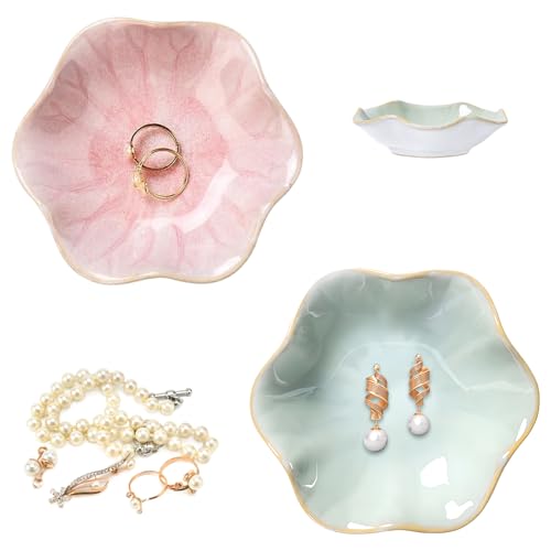 Yistoi 2 Piezas Cerámica para Joyas, Platón de Joyería de Cerámica, Bandeja para Llaves, Bandeja de Joyería, Utilizado para El Almacenamiento de Joyas, Decoración Del Hogar, Hermosa y Limpia