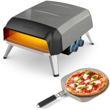 Tefal Pizza Pronto Gas-Pizzaofen für den Außeneinsatz, bis 400 °C | Temperaturregler, Ein-/Ausschalter, Steuerung des Drehsteins, kompakt, inkl. Pizzaschieber, Edelstahl, JM413015