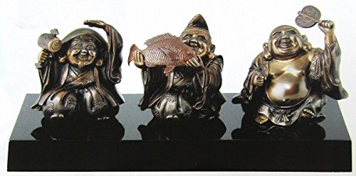 Amazon.co.jp: 『舞三福神』青銅製 ブロンズ 銅像 七福神 大黒天