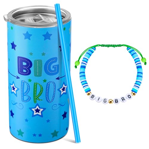 Maxcheck 2 Pcs Big Brother Gift 12 oz Big Brother Cup Stainless Steel Mug Blue Vacuum Insulated with...