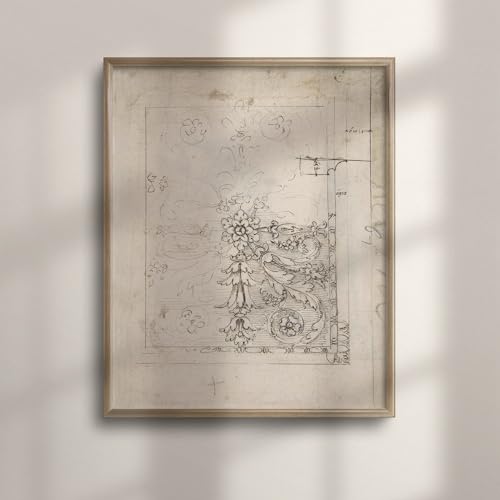 Vintage-Inspired French Ceiling Plan - Unique Architectural Sketch Art for