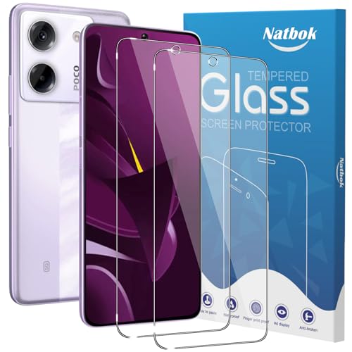 Natbok 2 Stück panzerglas für Xiaomi Poco M7 Pro/Poco F5 Pro 5G Panzer Schutz Glas,Ultra-klar Poco M7 Pro Schutzfolie,9H Härte,Ultrabeständig,Anti-Kratzen,Anti-Fingerabdruck Displayschutzfolie