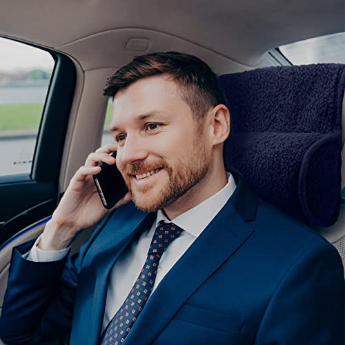 Weysat Neck Pillow for Recliner Head Pillow Adjustable Plush Pillow Neck Roll Non Slip Fleece Couch Neck Head Support Pillow for Travel Home Recliner Sofa Armchair (Dark Blue)