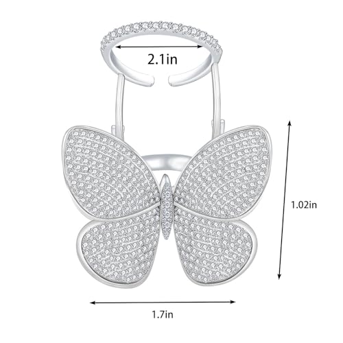 Bague papillon mobile aux ailes battantes et anneau réglable - 5
