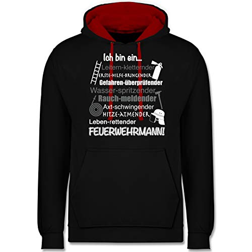 Feuerwehr - Ich Bin EIN Feuerwehrmann! - XS - Schwarz/Rot - Feuerwehr - JH003 - Hoodie zweifarbig und Kapuzenpullover für Herren und Damen