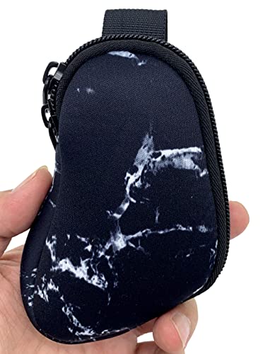 Image of Wanty Asthma Inhaler Holder Neoprene Protective Portable Carrying Bag Travel Inhaler Mini Case Sleeve for L-Shaped Inhaler, Inhaler Not Included (Marble Black), 5'' x 3''