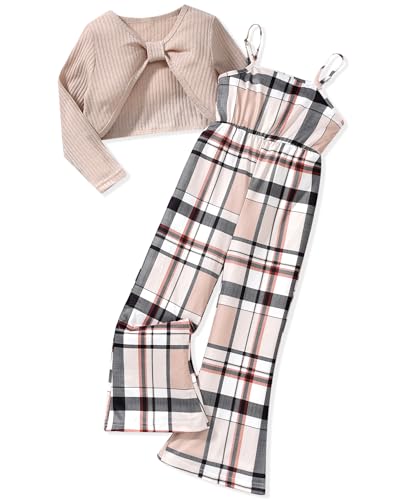 Image of HIHA Girls Sleeveless Jumpsuits Outfit Long Sleeve Twist Front Tops Romper Clothes Set Size 4-12