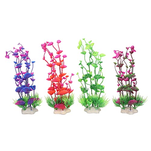 Segrehy Plantas para peceras, Decoraciones Artificiales realistas para acuarios, Juego de 4 Colores Vibrantes, PVC, Seguro para Peces, hogar, Oficina, Acuario