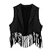 Tassel Vest for Girls Boys, Western Oktoberfest Vest Cowboy Fringe Jacket for Halloween Cosplay Sleeveless Waistcoat Black