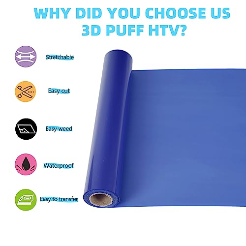 guangyintong Rolos de Vinil de Transferência de Calor Blue Puff Htv, 12