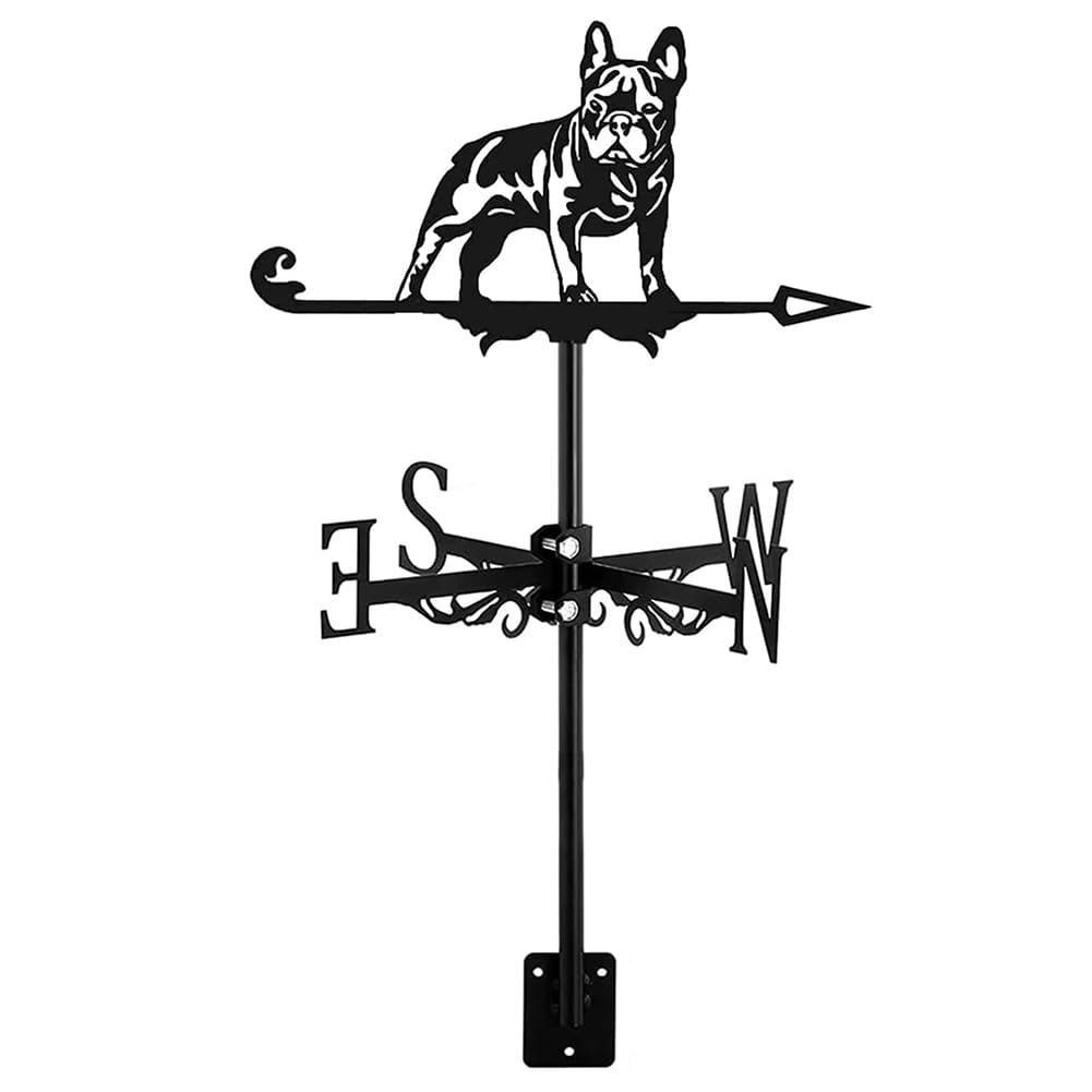 YYLDPFDC Weather vanes for Roofs, French Bulldog or Schnauzer Weather Vanes, Metal Wind Vane For Yard with Arrow Ornament Weather Vanes Roof Mount for Yard Garden Courtyard Decorations