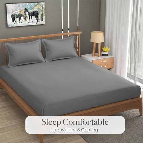 Drap de lit en microfibre gris 228x241 cm avec 2 taies - 6