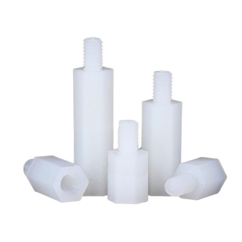 M3 x 7 +6mm 50 Pcs Plastic Standoff Screws Single end Female Threaded Insulation Stud Nylon Hex Spacer Standoffs Hexagonal Pillar