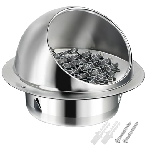 Griglia di Ventilazione Rotonda, Presa d'Aria Muro, Cappa di Ventilazione con Persiana, Copertura per Sfiato In Acciaio Inox per Casa, Bagno, Parete, Sfiato di Scarico(120 mm/4.7in)