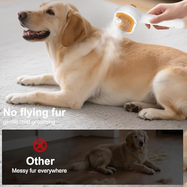 3-in-1 Pet Steam Brush Set for Dogs & Cats, Grooming Comb with Spray, Defur Tool, Water-Assisted Hair Removal, Spritz Brush, Multi-Purpose Kit, Undercoat Rake, Deshedding Brushes, Dematting Brush.-KP2py7NX