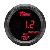 ETOPARS Universelle Auto Öldruckanzeige 2Zoll 52mm Auto Öldruckmesser Messgerät Digitales Bar Öldrucktester Anzeige Öldruck Rot Lichtanzeige Instrument Rauchtönung Len