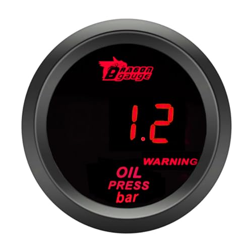 ETOPARS Universal Coche Medidor de Presión del Aceite 2 Pulgadas 52mm Aceite Presión Indicador Digital Bar Aceite Presión Medidor de Calibre Rojo Luz Press Instrumentos
