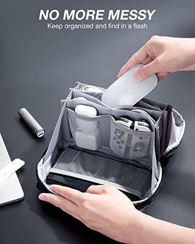BAGSMART Electronics Organizer Pouch, Travel Tech Organizer Bag for Travel Essentials, Cord Organizer Bag as Travel Accessories for Men Women, Portable Charger Organizer with Handle, Black