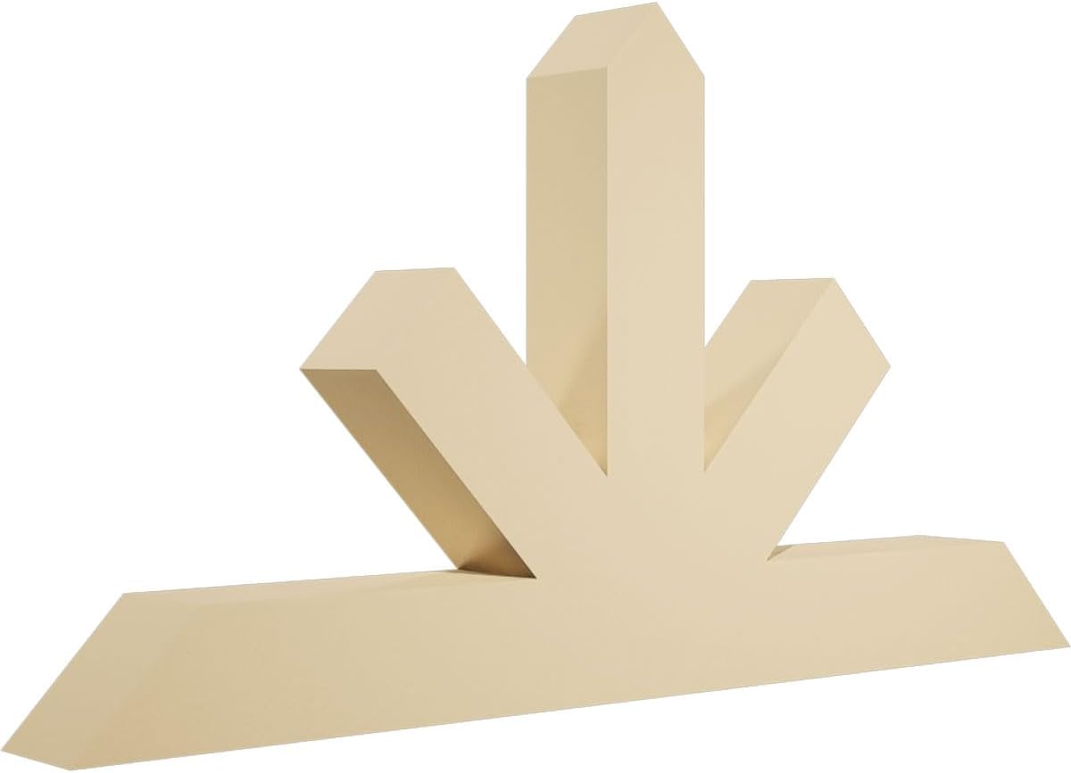 60"W x 32 1/2"H x 6"D x 6"F, 13/12 Pitch, Saratoga Signature Urethane Gable Bracket, Primed Tan