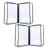 A4サイズのメニューカバー2枚、4ページ、8ビュー、透明なレストランメニューカバー、A4サイズの紙、バー、カフェ、レストランブック、黒のフォルダーに適しています
