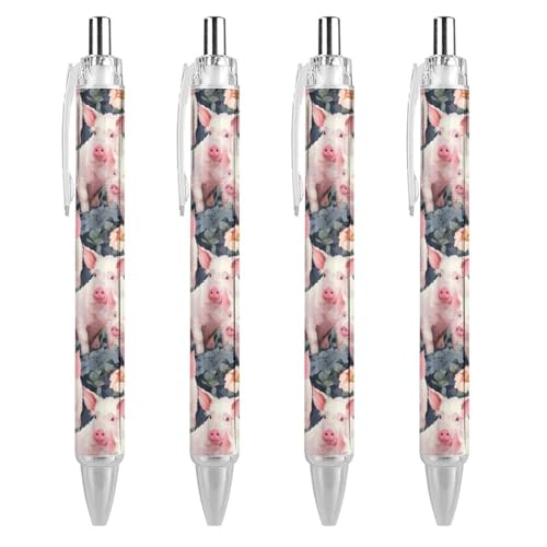 Bolígrafos de cerdos y flores para evitar manchas de tinta gracias a su punta retráctil