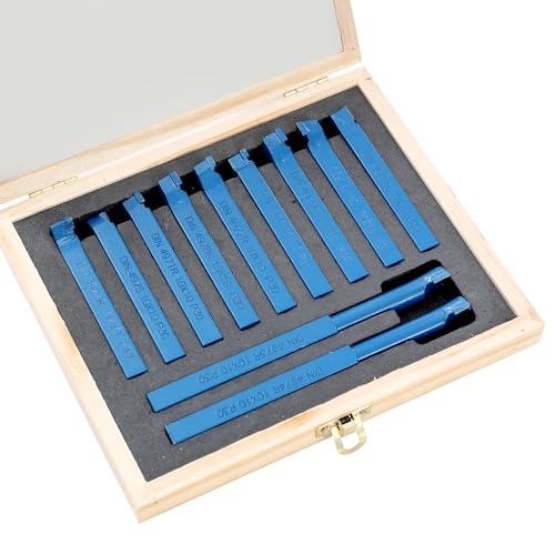 KATSU 11 Piezas Torno Torneado Fresado Juego de Herramientas de Corte 10 x 10mm Punta de Carburo Cementado Punta Soldada Cortador de Soldadura para Tornos CNC Ingeniería Metalúrgica 11011810
