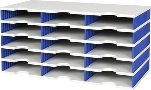 Styro Sortierstation styrodoc trio Grundeinheit 15 Fächer grau/blau