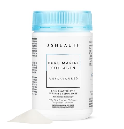 JSHealth Pure Marine Collagen Powder - Unflavoured Collagen Peptides Powder to Nourish Hair Skin and Nails - Collagen Supplements for Women & Men, 90g / 30 Servings
