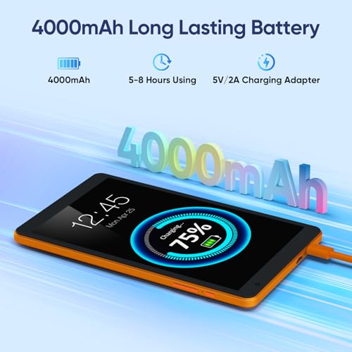 Callsky-Tab Android Tablet 8 Inch, 12(4+8) GB RAM, 64GB ROM(2TB Expandable), Octa-Core, Wi-Fi 6 & Bluetooth 5.4, Dual Speakers, Metal Body, 6 FT Charging Cable, Reinforced Type-C Port, Orange - Image 5