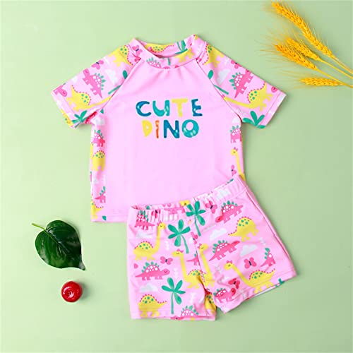 Baby UPF 50+ Rash Guard Set for Girls Short Sleeve Two Piece Swimsuit Bathing Suit Dinosaur Printed Beach Swimwear2