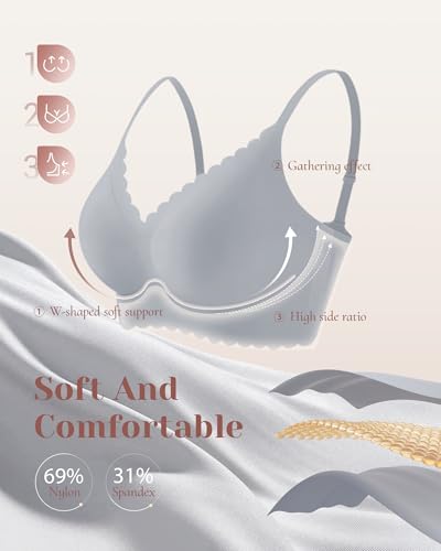 Image of 3-Pack Wireless Womens Bras No Underwire Seamless Jelly Bra Light Support Pullover Bralette Ultra Comfort Tshirt Bra