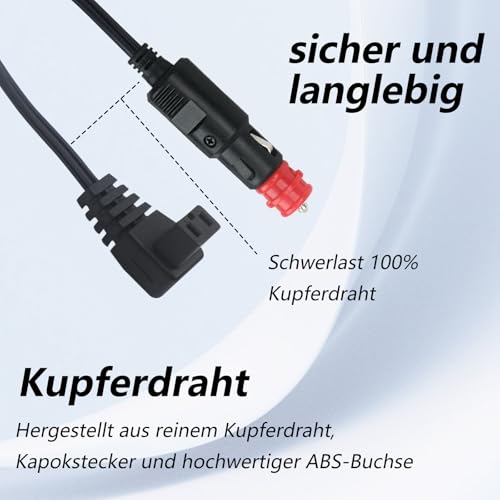 KFZ Kühlbox Ersatzkabel DC12V 10-16 Ampere des Stroms 3 Meter, für Kühlbox Dometic, Alpicool, Waeco CF, ARB, Setpower, ICECO, Zigarettenanzünder stecker Ersatzkabel Kühlbox Kable