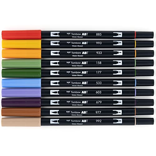 Tombow 56168 Dual Brush Pen Art Markers, Secondary, 10-Pack. Blendable, Brush And Fine Tip Markers #TOP1