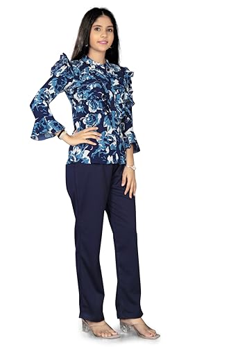 Image of Girls /Kids Printed Floral Designer Top and Palazzo Set Crop Top and Palazzo Set Printed /Fancy Palazzo and top Set for Girls with tie in Waist