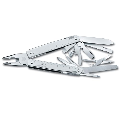 Image of Victorinox 3.0339.L Swisstool X Plus Ratchet with Leather Pouch Extremely Handy, Functional, and Compact in Silver 4.5 inches