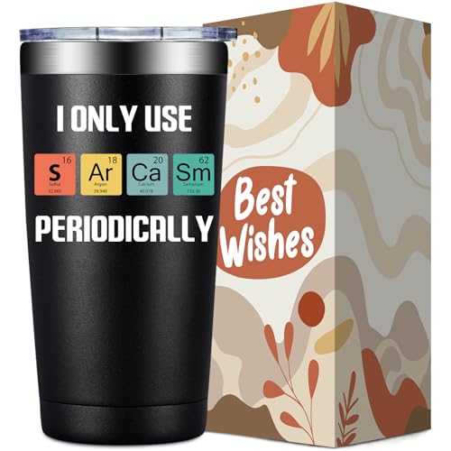 SpenMeta Science Gifts - Chemistry Science Teacher Gifts - Funny Sarcastic Gift for Adult, Friend, Coworker - 20oz I Only Use Sarcasm Periodically Tumbler Cup